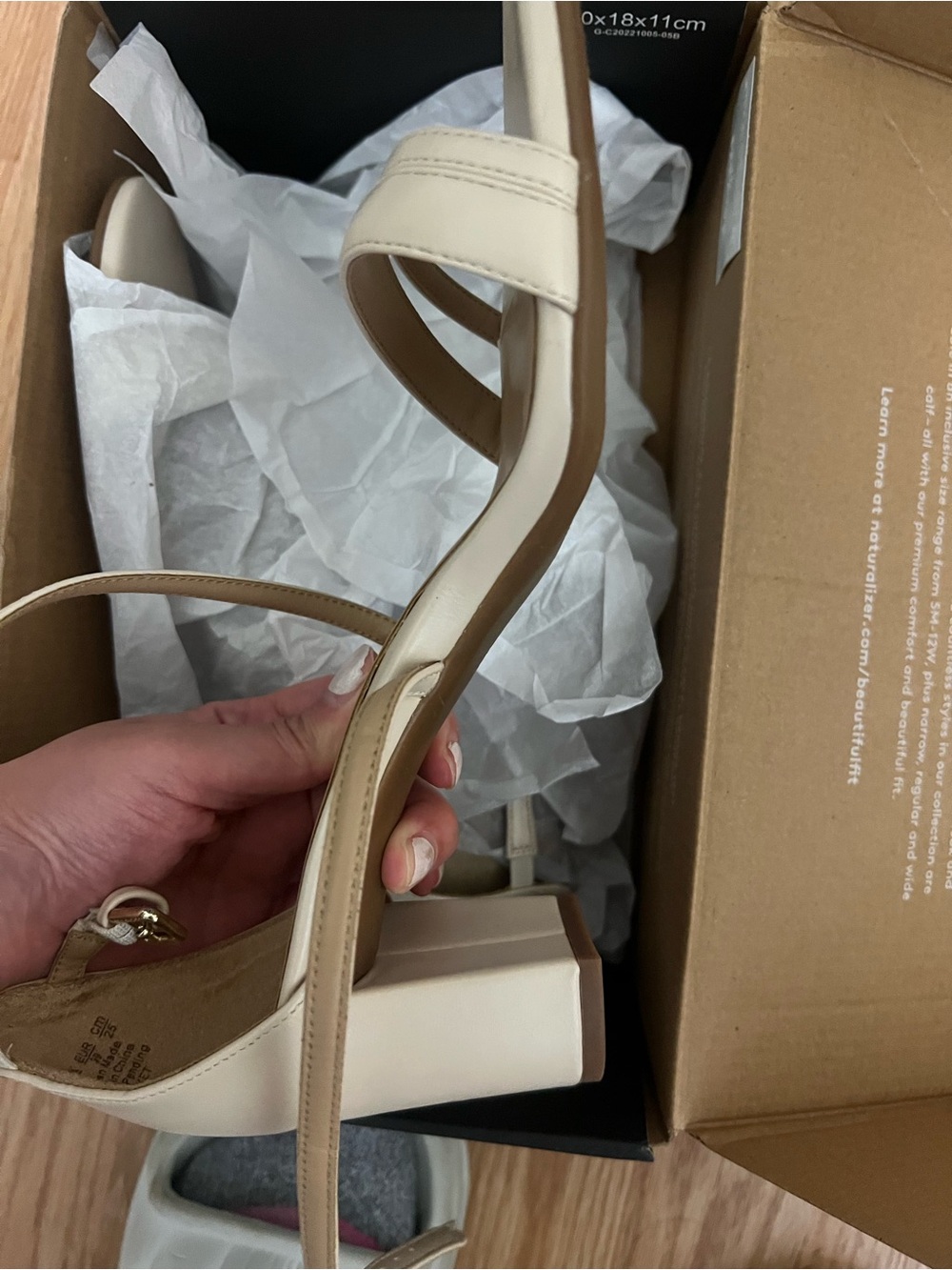 Naturalizer Cream Block Heel Strappy Sandals